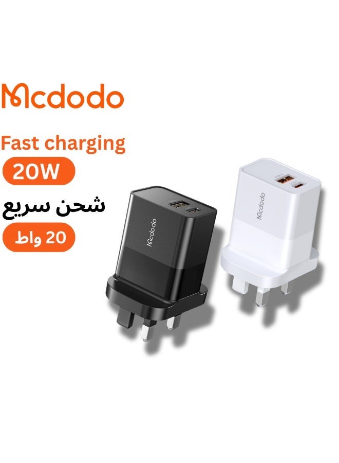 Mcdodo Hydrogen 20W PD Fast Charger Dual Port (1C+1A) UK Plug - Image 1